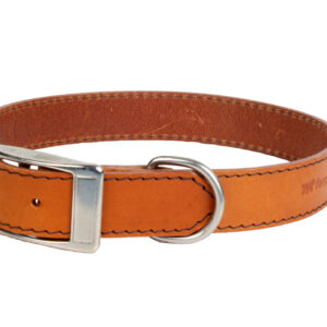 Halsbånd i naturfarvet læder